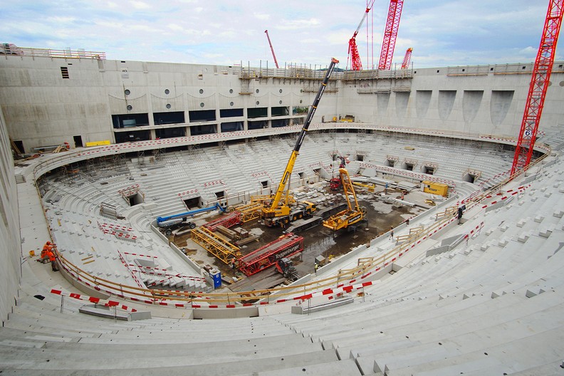 Die Swiss Life Arena in der Bauphase